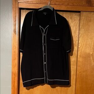 Todd Snyder knit Button-Up Shirt with White Trim XL as is